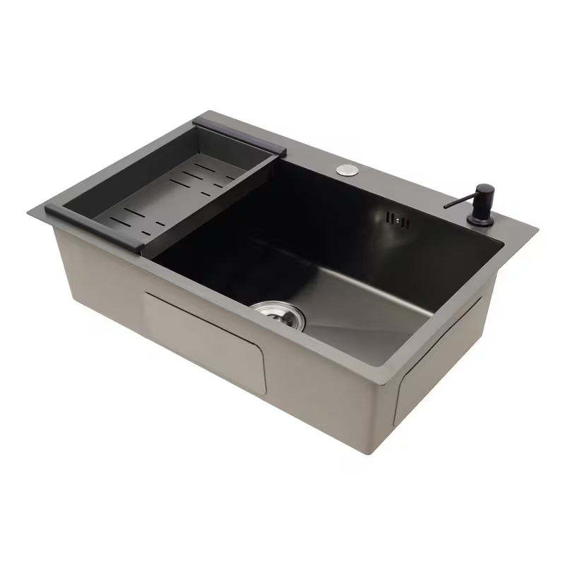 Multifunctional Black Drop-in Stainless Steel Kitchen Sink for Countertops