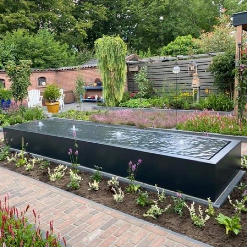 Outdoor Rectangular Water Feature/Fountain Aluminium Water Table 400X100X40cm