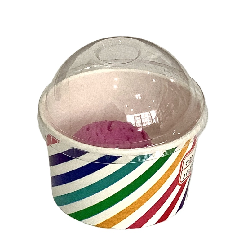 Custom 6oz Disposable Ice Cream Cup with Lid Food Grade Paper Packaging