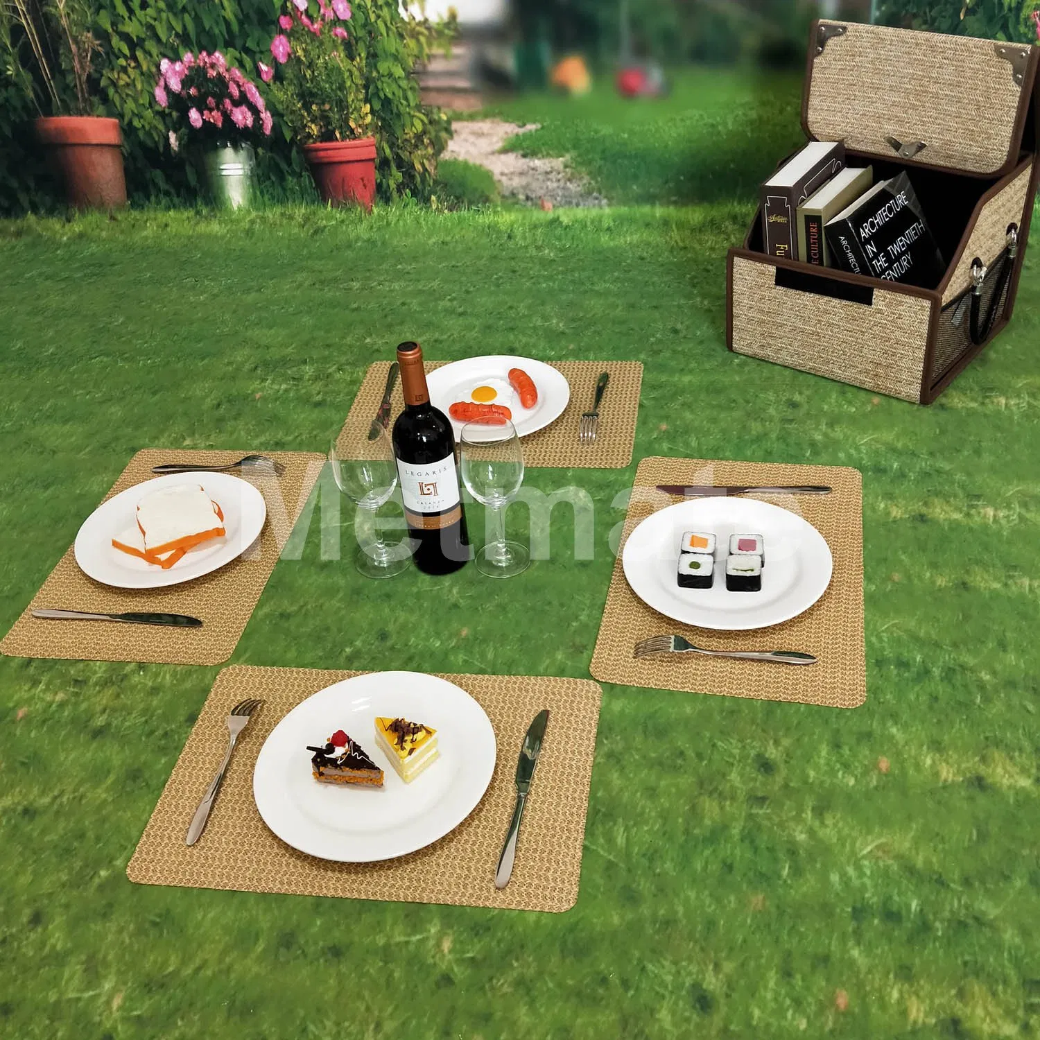 Spun Gold Glitter Large Square Waterford Camping Placemats
