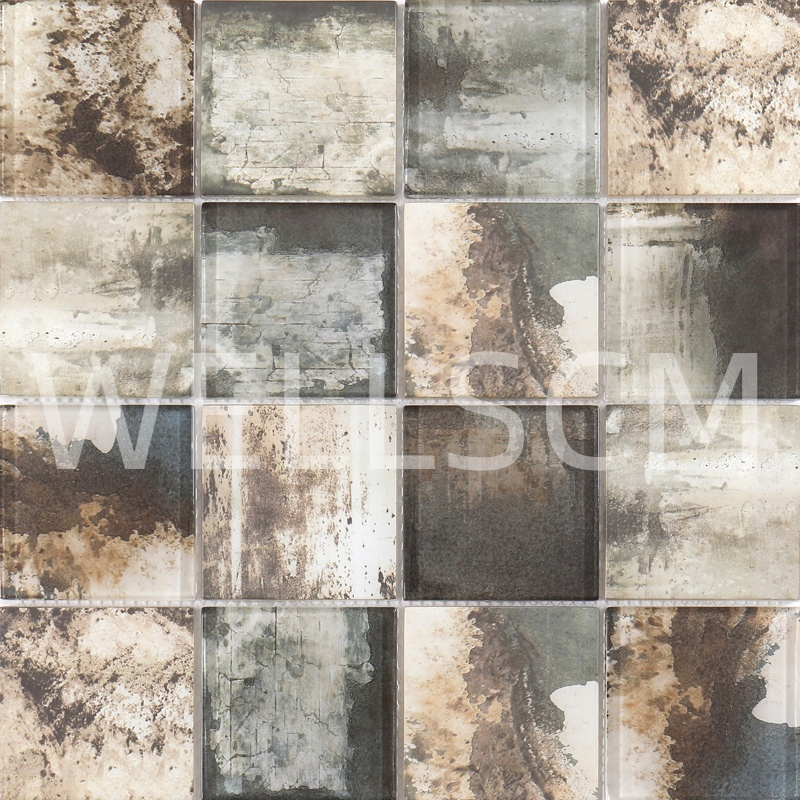 Стеклянная мозаика квадратная для стен и пола