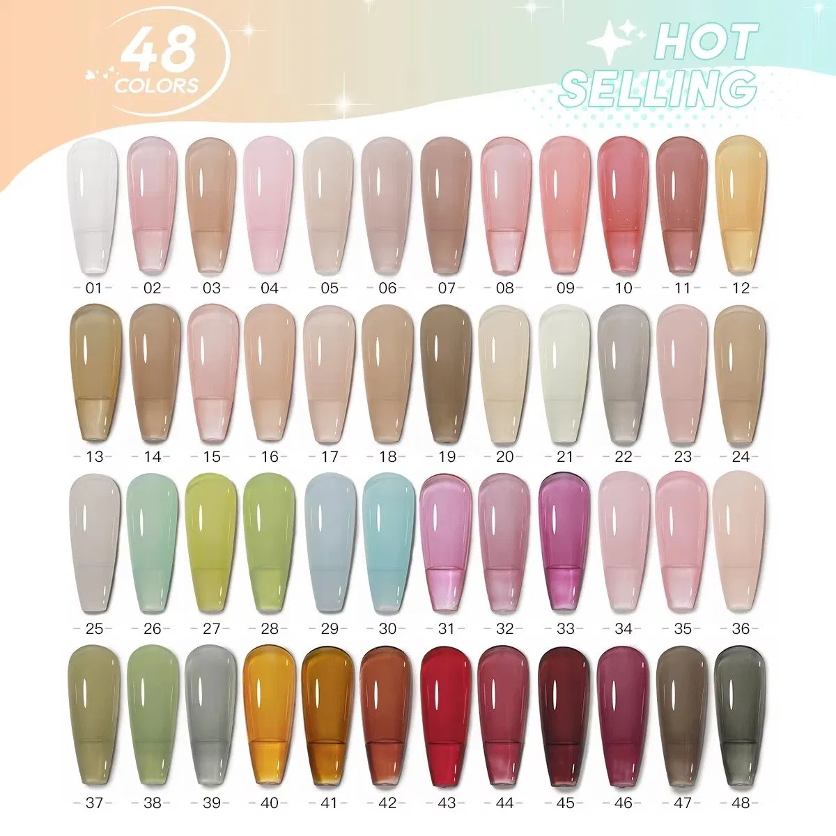 2024 High Quality as 48 Colors Ice Transparent Gel Polish Set Crystal UV Gel Polish for Nail Salon