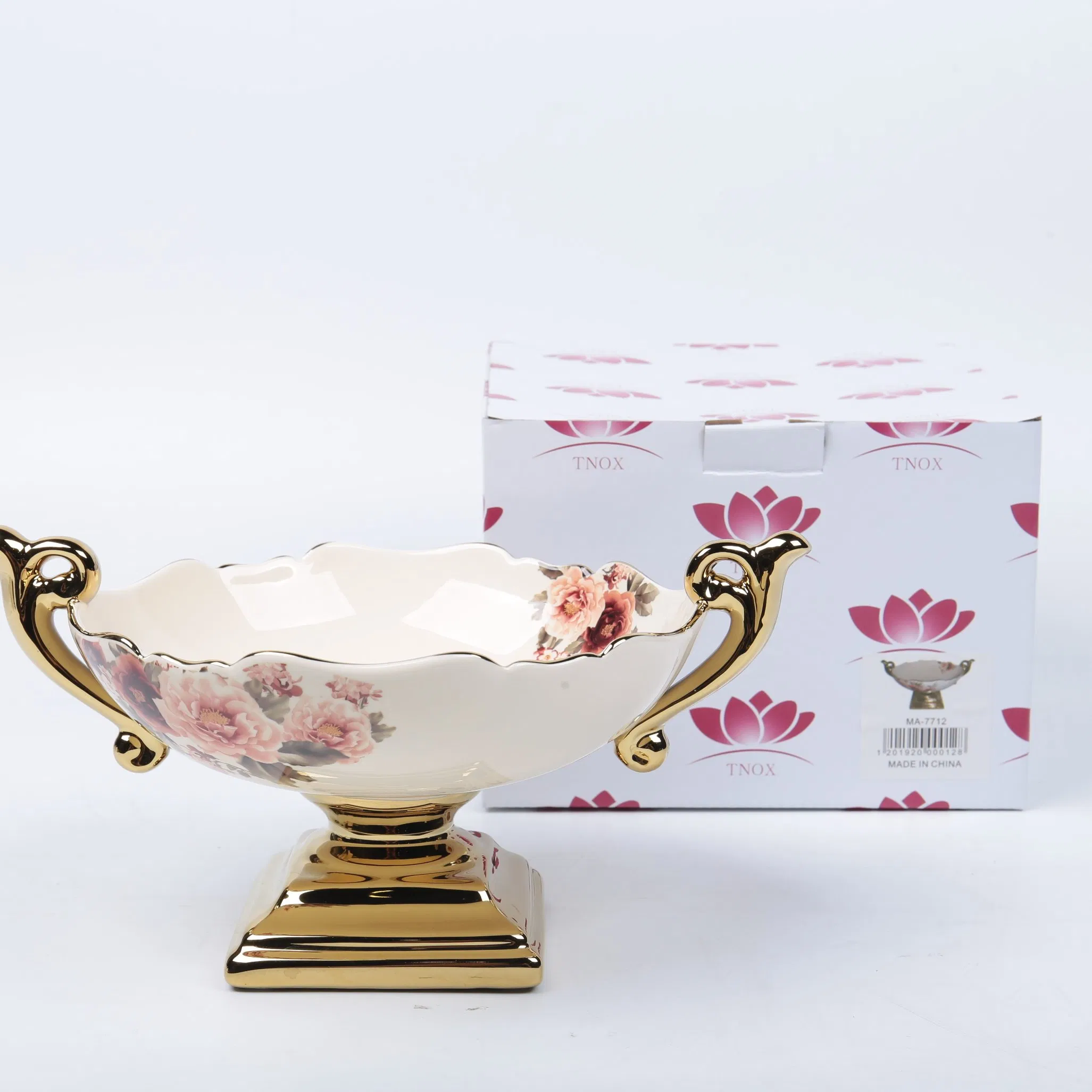 Home Accessories Gold Plating Decorative Bowl Gift Ceramic Fruit Bowl