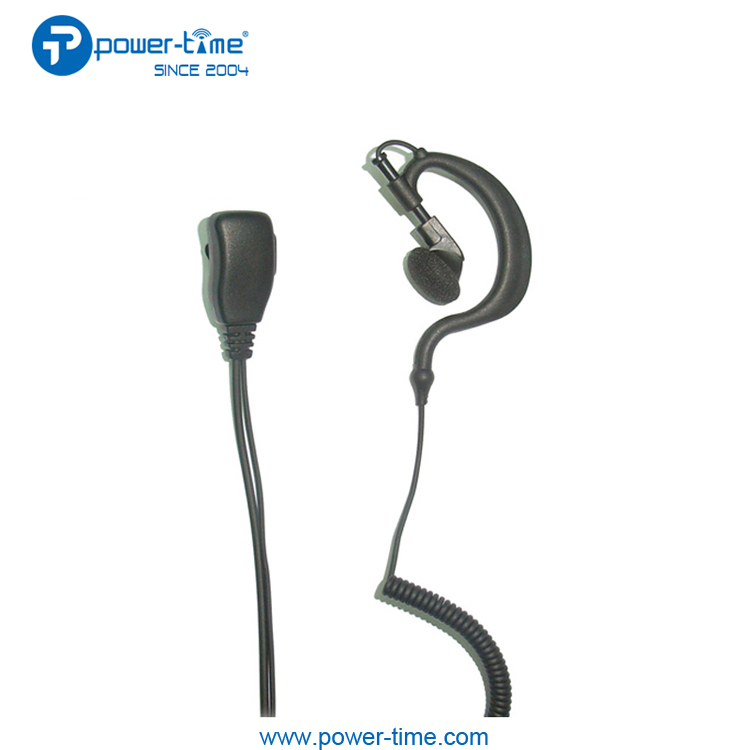 Adjustable Size and 360 Degree Rotatable D Shaped Ear Hanger with Ptt Design Earpiece