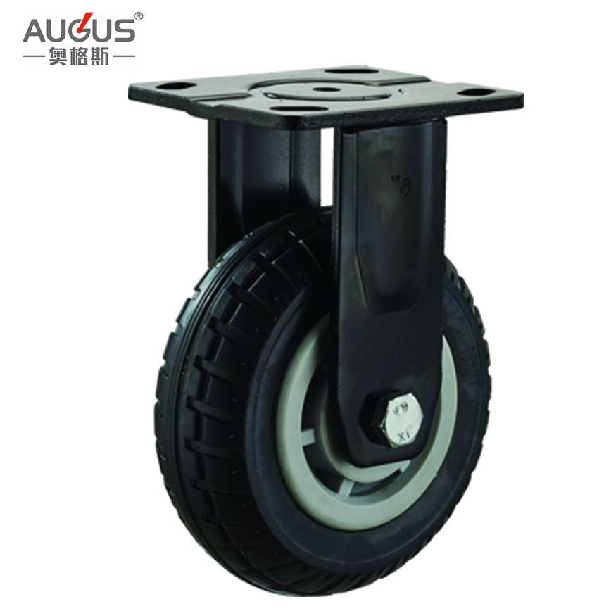 Heavy Duty Rigid/Swivel/Brake Plate Caster Wheel with Black Elastic Rubber