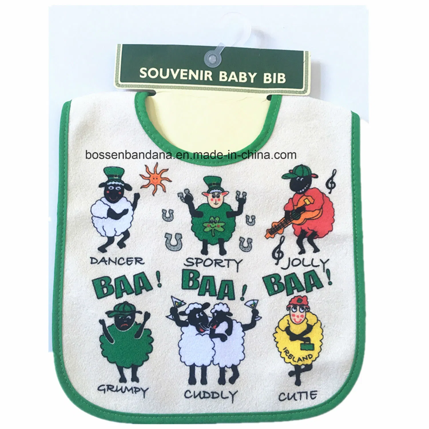 China Factory OEM Custom Design Printed Cotton Burp Cloth Baby Feeding Bib