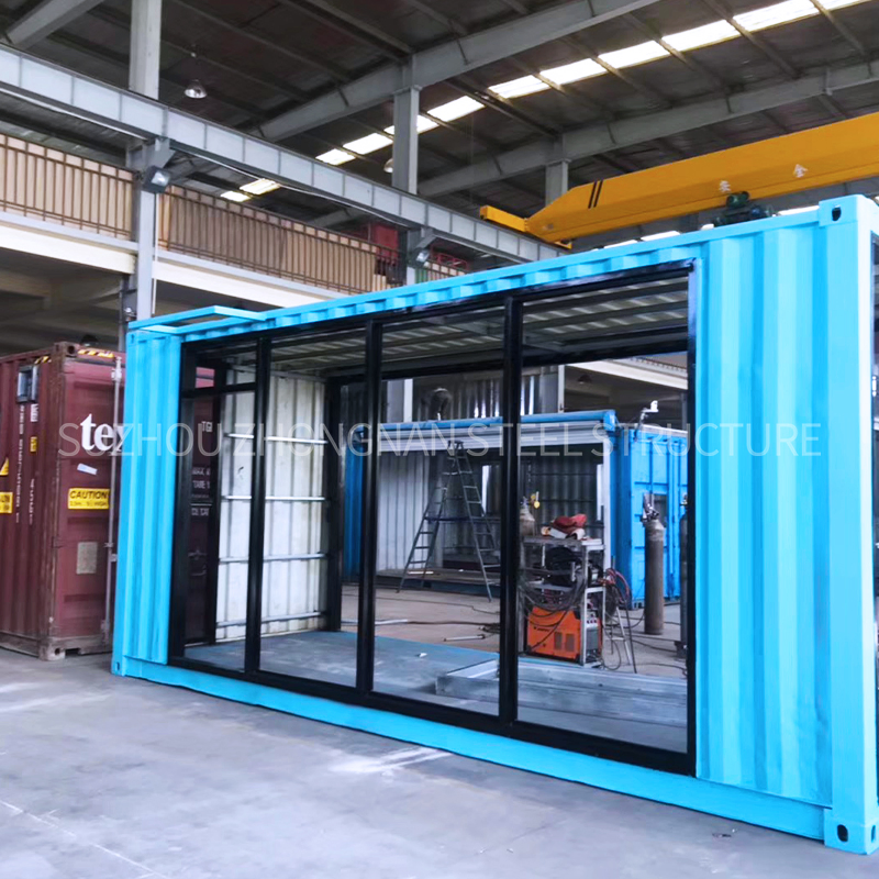 Steel Frame Prefab Boxabl House Container Store Restaurant with Glass Wall