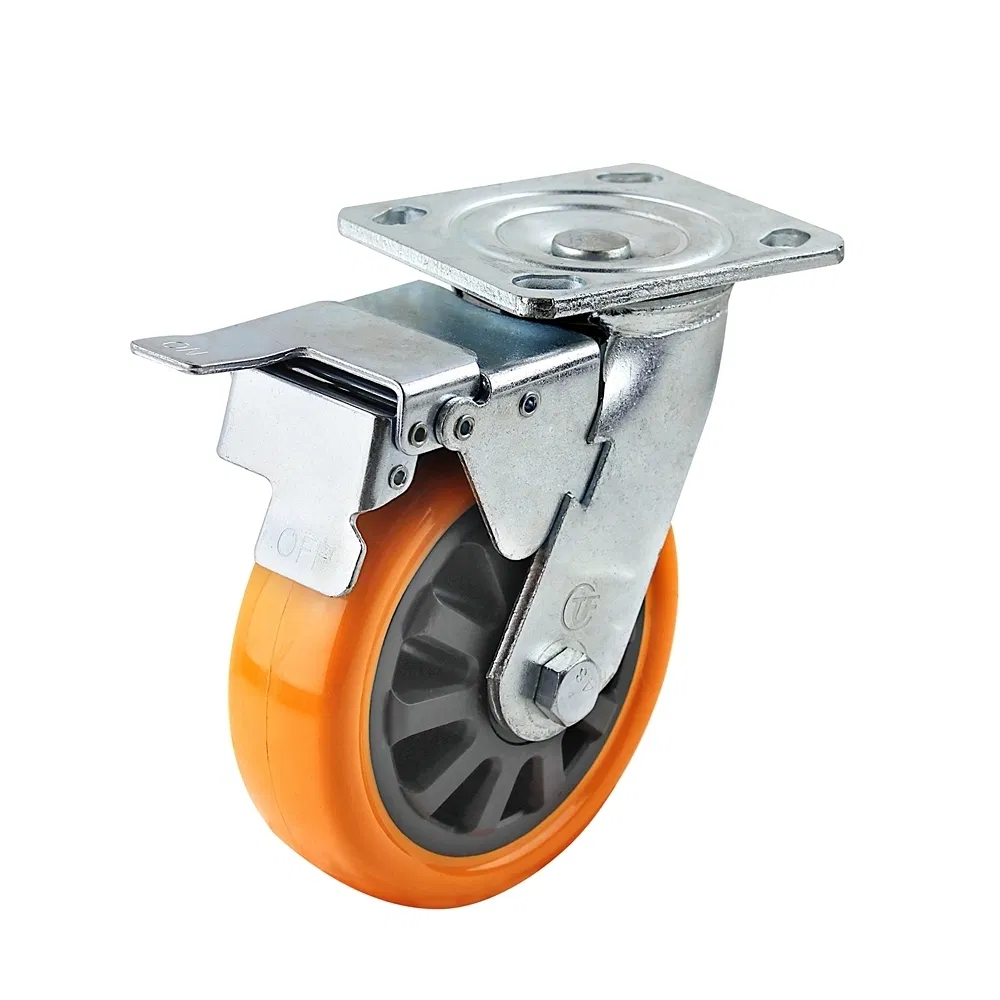 Quiet Custom Orange PU Heavy and Extra Heavy Duty Caster Wheel
