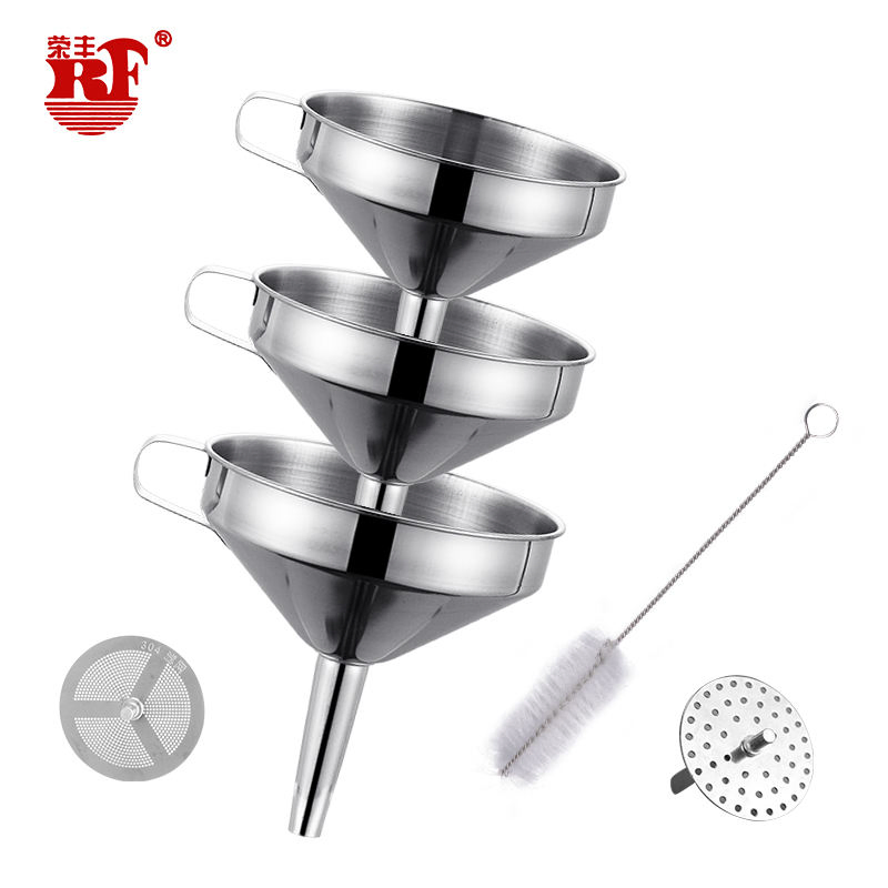 3-Piece Stainless Steel Funnel Set with Custom Logo/Color Support - for Engine Oil, Alcohol, Wine & Liquor Filling