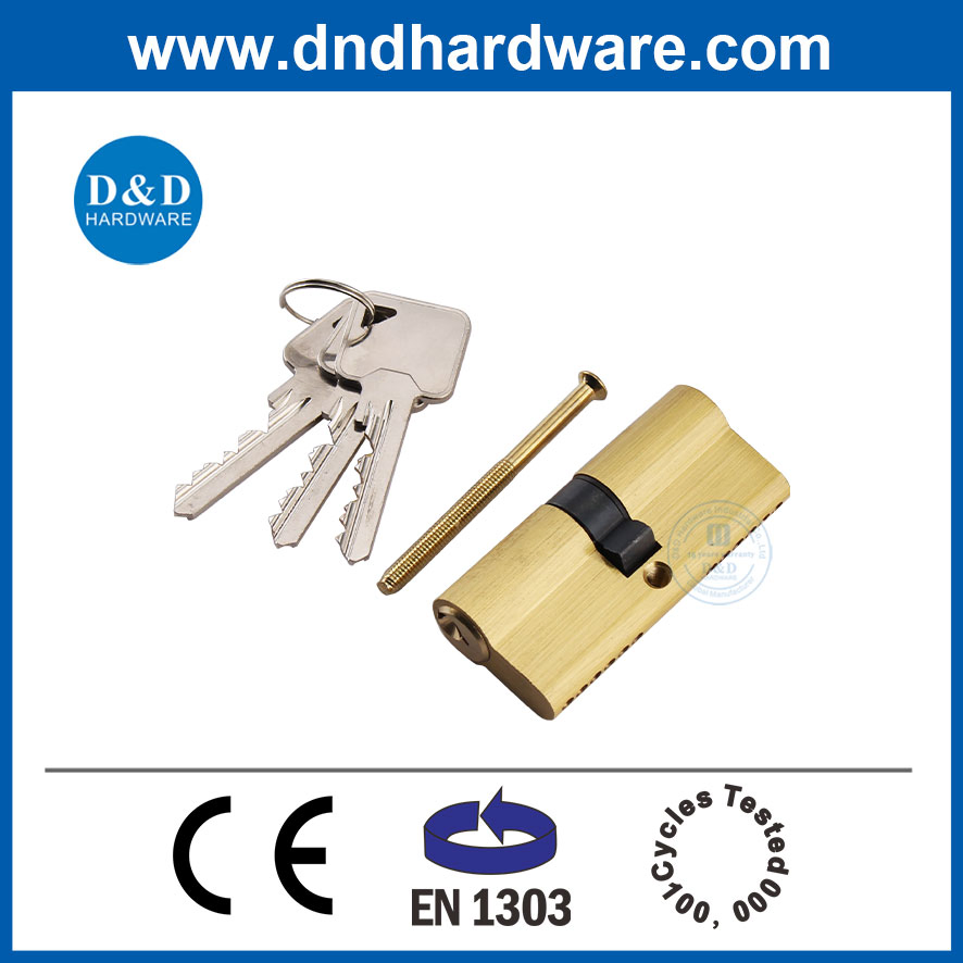 Metal Door Safety Double Cylinder Satin Brass Best Door Accessories