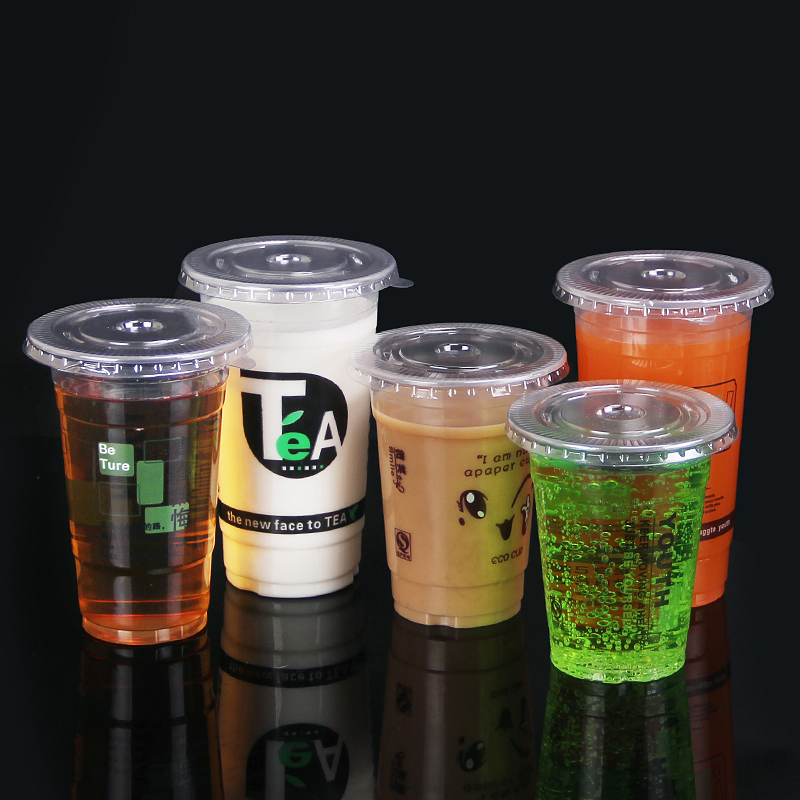 Чашки PLA с логотипом, 250-900 мл, плоская и куполообразная крышка