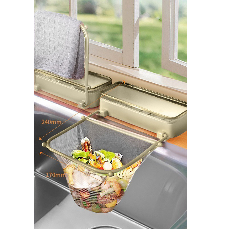 Kitchen Sink Waste Rack Hanging Bin Replaceable Mesh Bags Bl29677