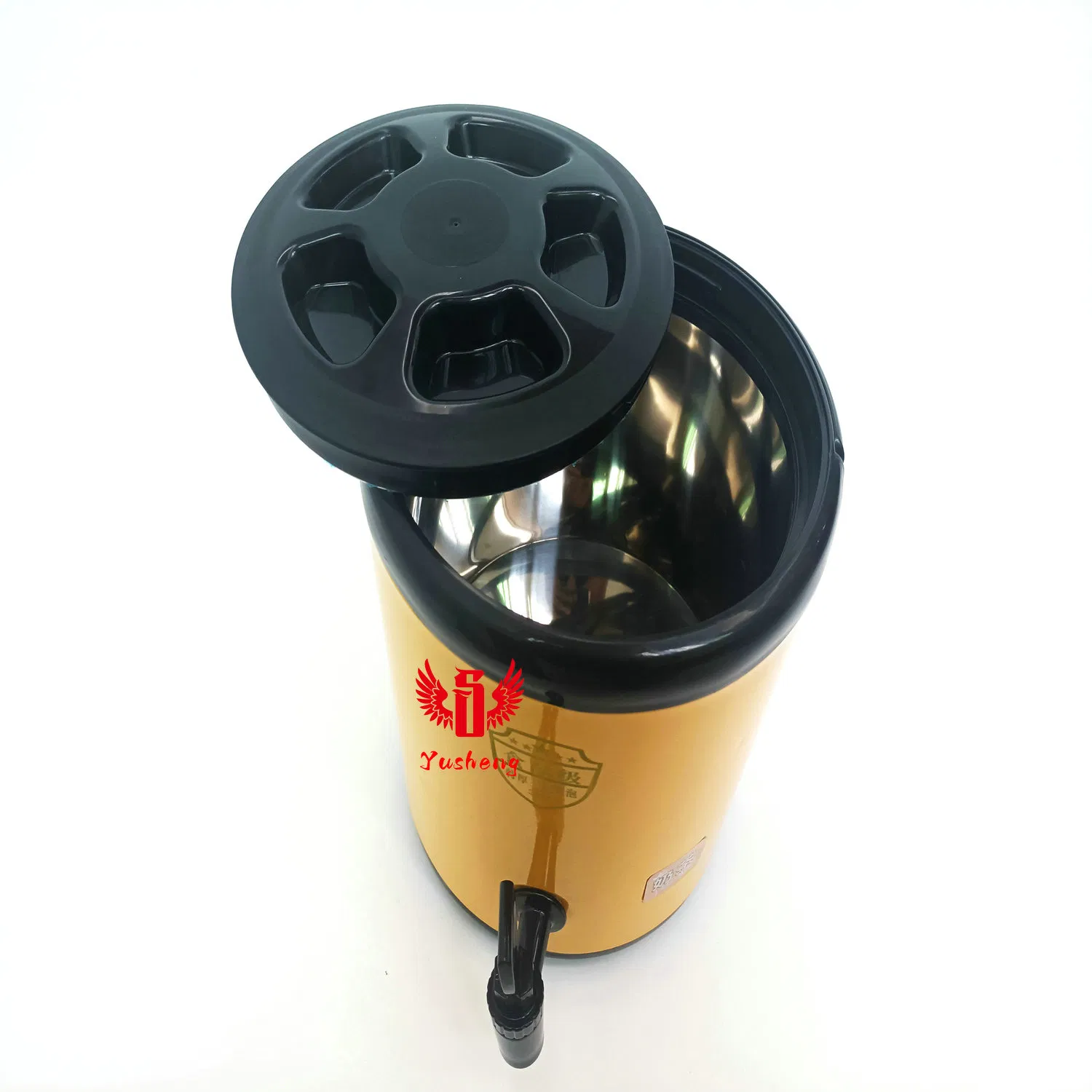 Stainless Steel Milk Can, Yellow Color Juice Dispenser, Milk Tea Pot Coffee Bucket