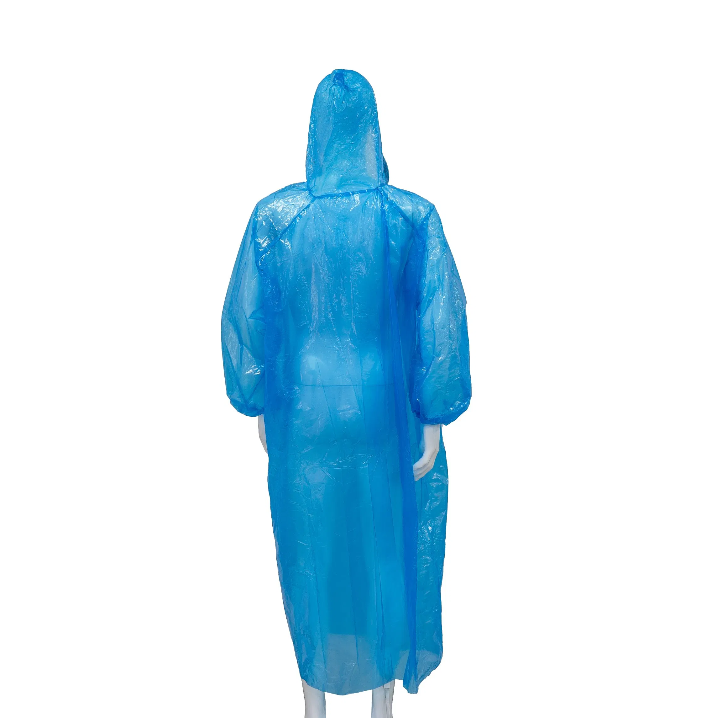 Wholesale Disposable PE Rain Poncho Adult Durable Use Raincoat with Plastic Band Hood