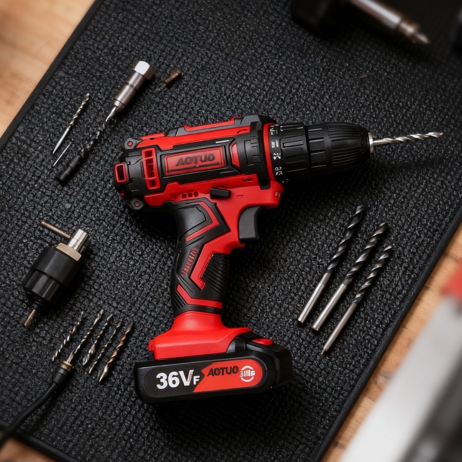 Antauto Wholesale 36V Cordless Drill Portable Electric Drill with 2 Lithium Batteries Fast Charger Power-Tool