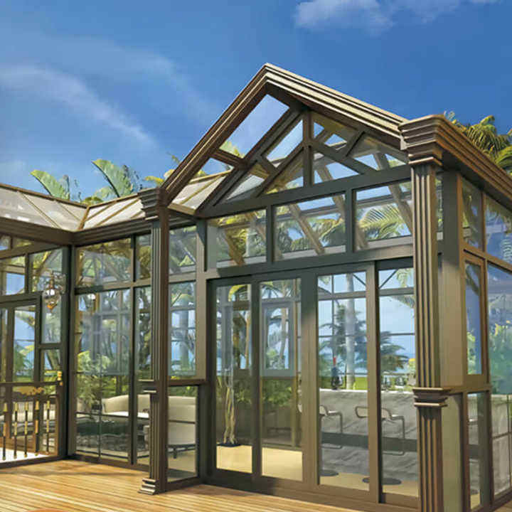 Outdoor Customized Aluminum Frame Glass Sunroom Commercial Glass House Garden Sun Room