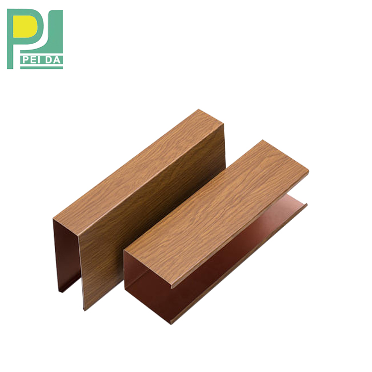 Profile False Materials Wood Aluminum Linear Baffle Ceiling for Hotel