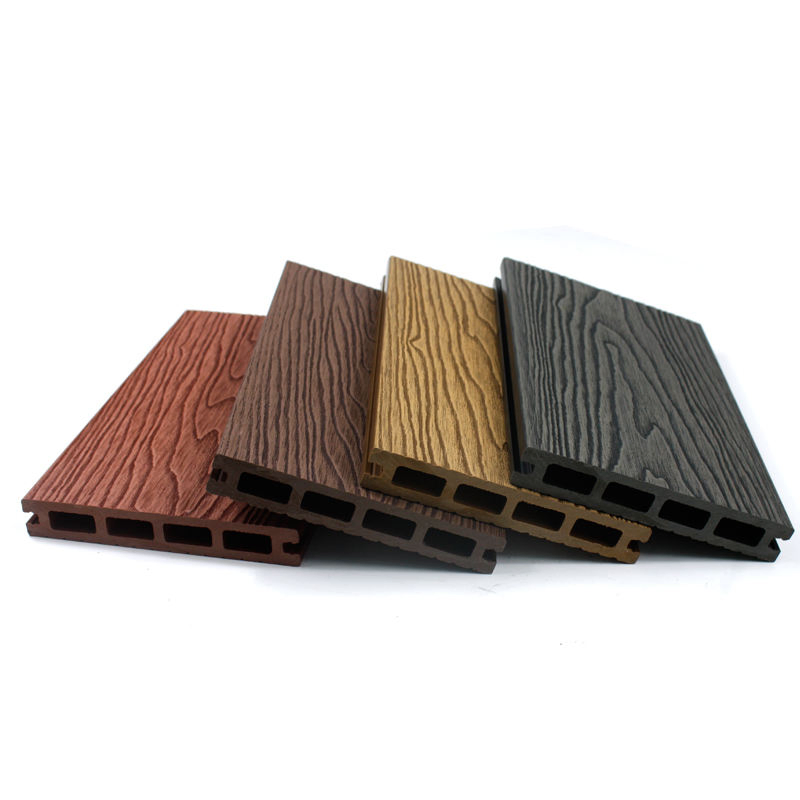 Wooden Plastic Composite Wooden Grain Surface Deep Embossing Anti-Rotten WPC Hollow Decking
