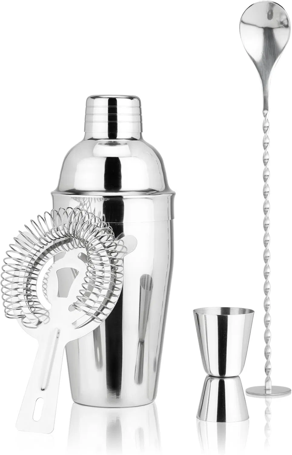 Stainless Steel Margarita Cocktail Mixer Drink Measuring Jigger Mixing Spoon Bartender Shaker Set