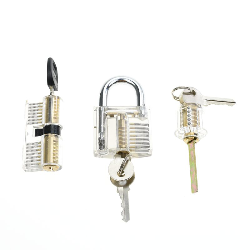 3PCS Practice Lock Clear Set Locksmith Training Transparent Padlocks (YH10021)