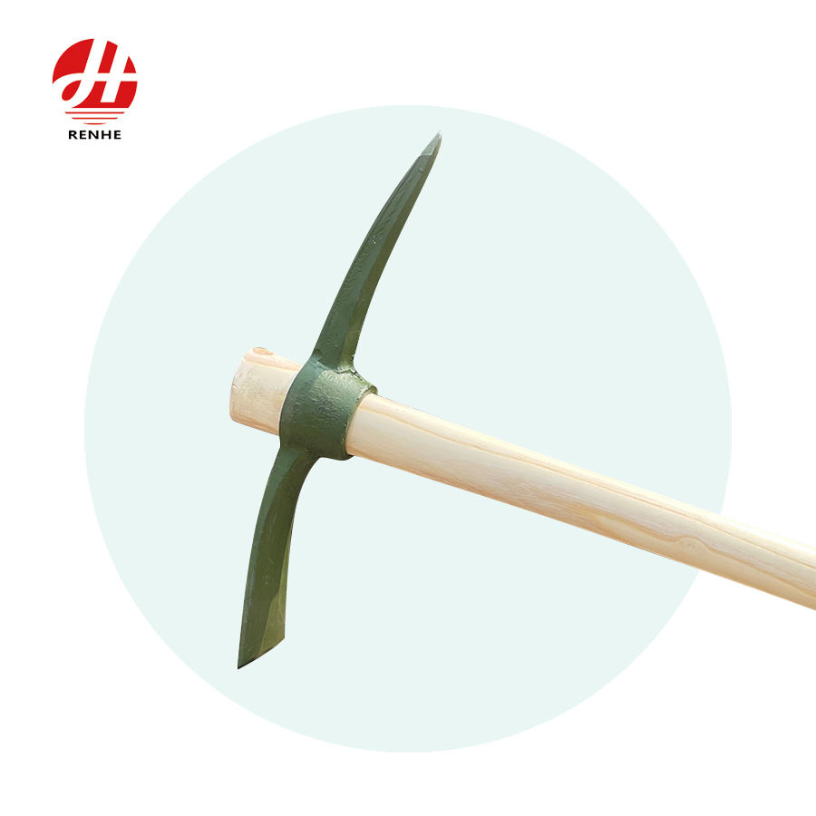 Customizable Steel Garden Pickaxe with Wooden Handle for Farming
