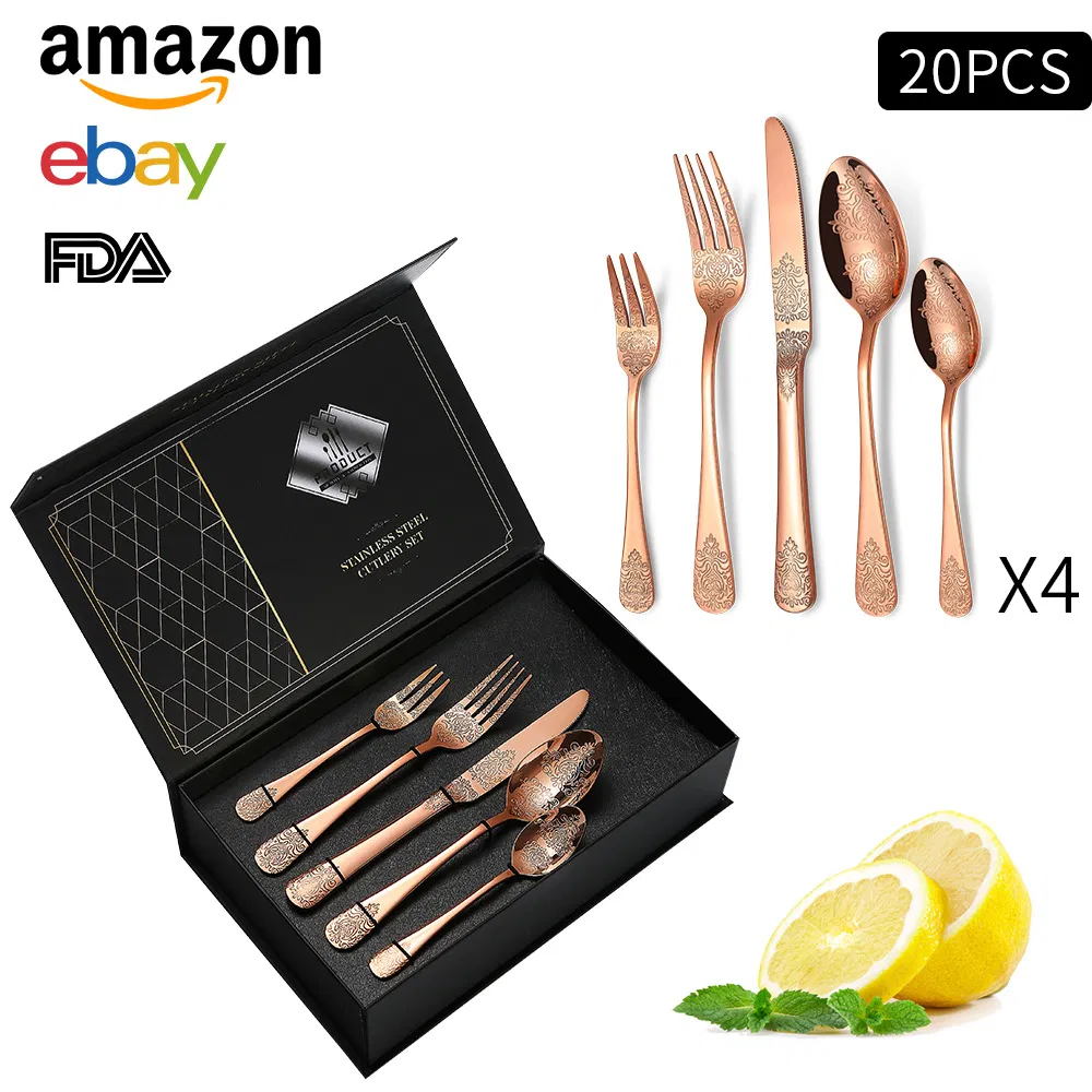 Stapava Premium Stainless Steel Gold Flatware Set Mirror/Matte Finish Cutlery Set for Home Restaurant Dinner Party Gift