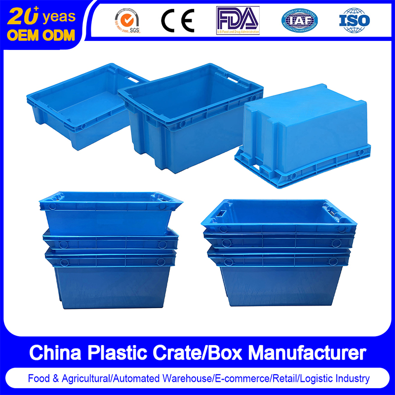 60X40X12/14/18/22/26/30/34cm 53X36X31cm Stackable Food Containers Tools Plastic Box Hard Plastic Case Moving Folding Crate with Lids