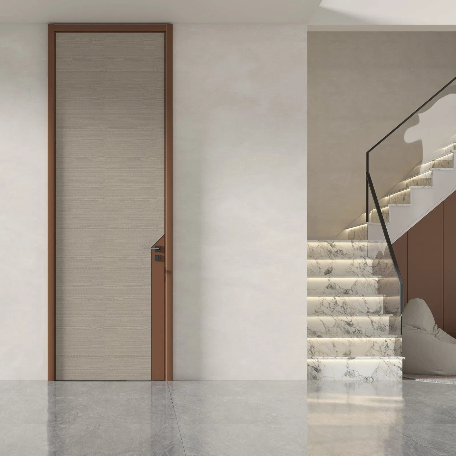 Fashion Series Urban Upstarts Safety Silding Main Sesign Solid Wood Plain Modern Single Bedroom Door with Wooden Plywood Panel Simple Design