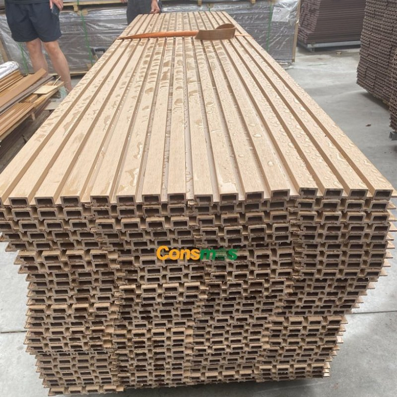 Fluted Wood Plastic WPC Wall Board Outdoor Wainscoting Cladding PVC WPC Wall Panels