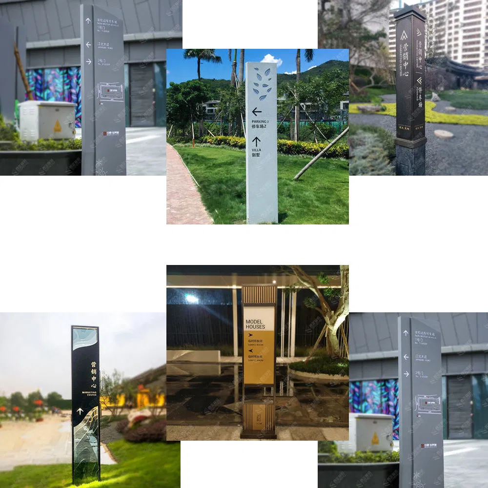 Stainless Steel Outdoor Vertical Guide Sign Parking Lot Guide Landscape Area Flower Signage