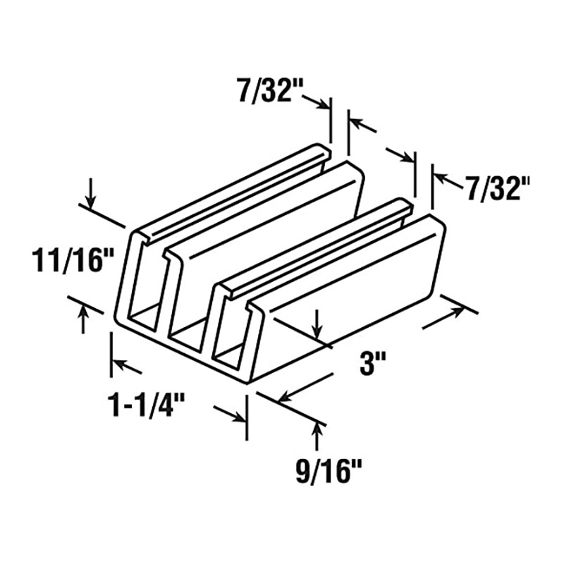Shower Door Bottom Guide, Nylon, (Pack of 2) , Clear