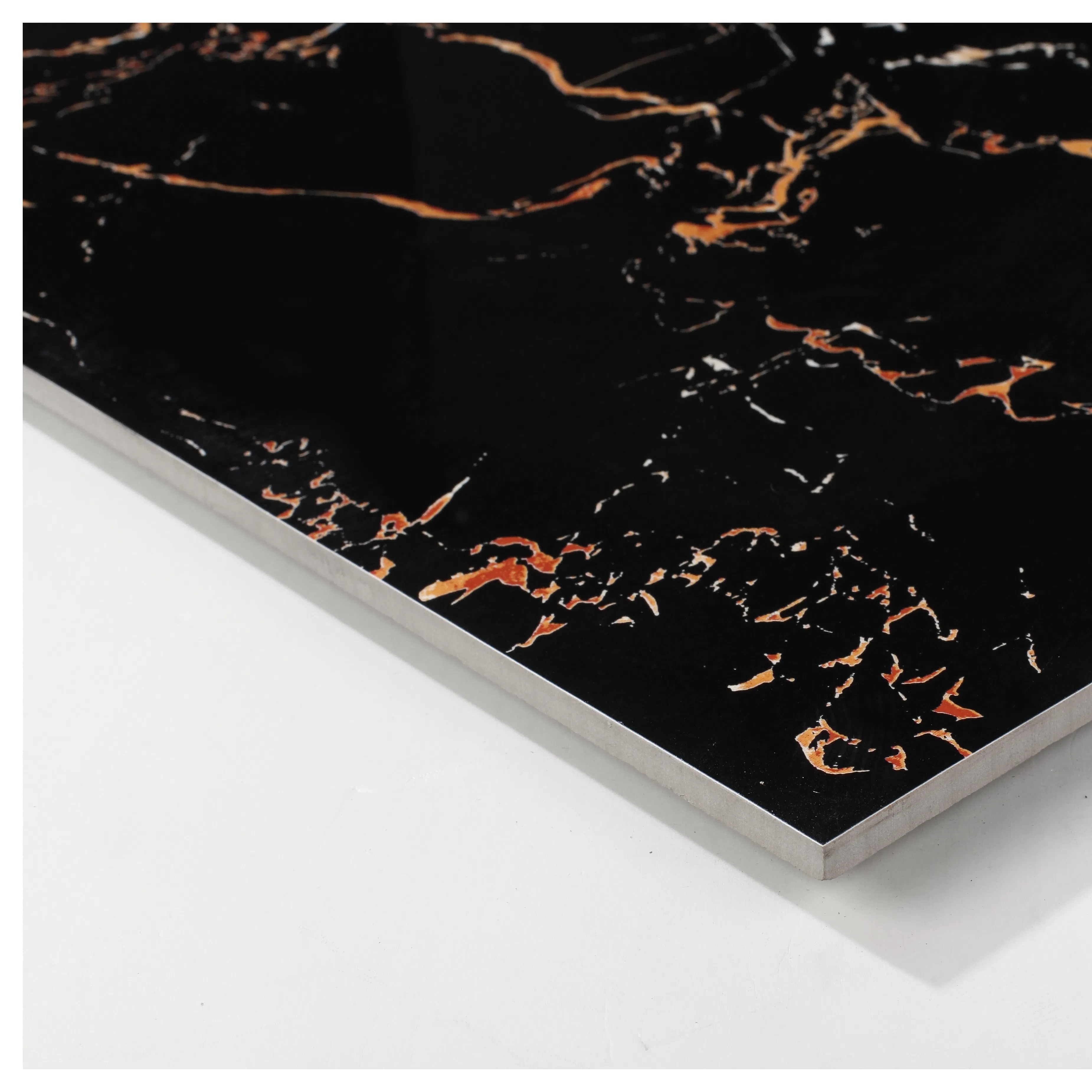 Wholesale Glazad House Marble Artificial Polish Gloss Black Plain Flooring Luxury Factories Textured Manufacturer Tile