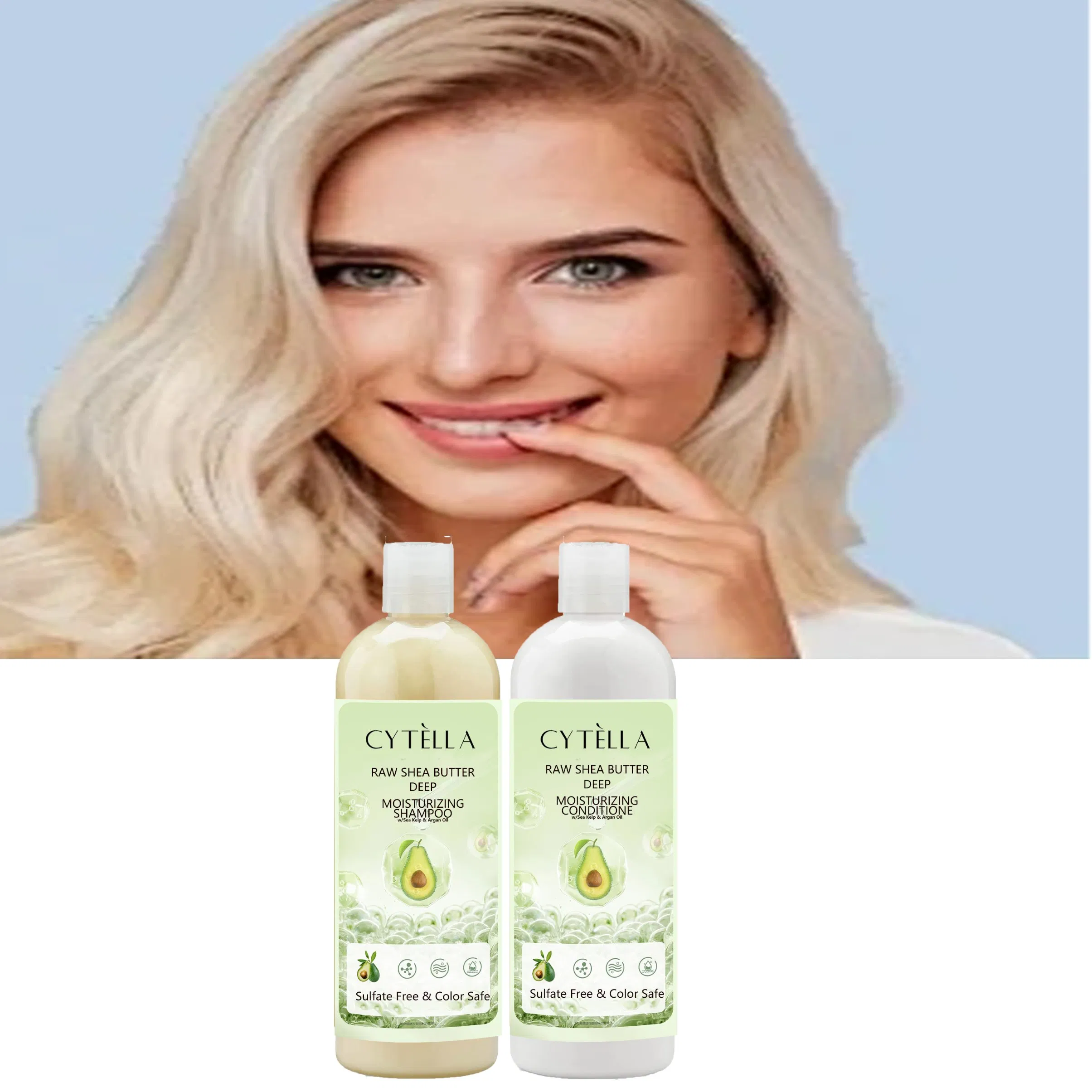 Private Label Natural Organic Avocado Hair Repair Shea Butter Shampoo and Conditioner Set