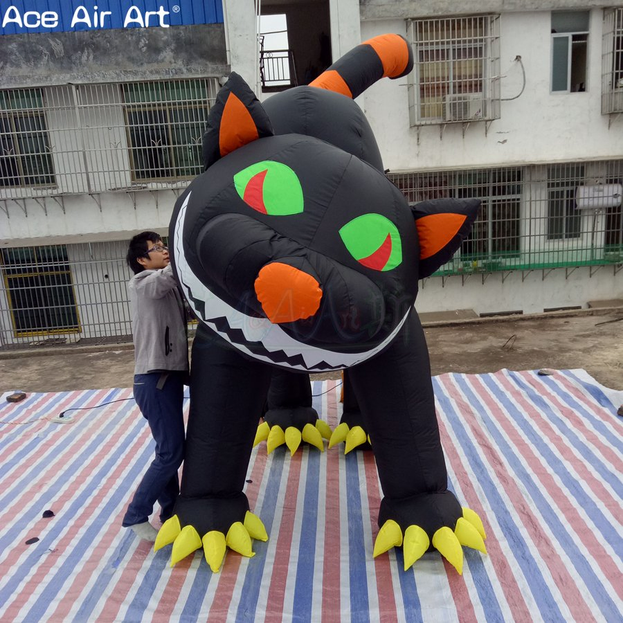 Customized Inflatable Cat Animation Halloween Event Decoration Black Inflatable Cat