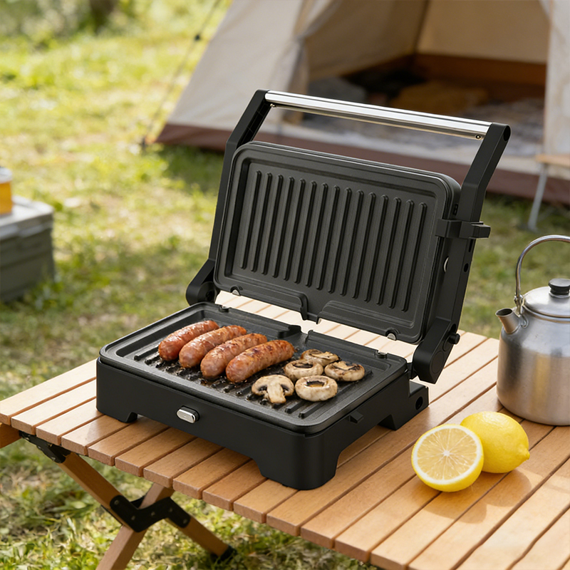 Removable Plate Electric Grill and Panini Press with Non-Stick Coating