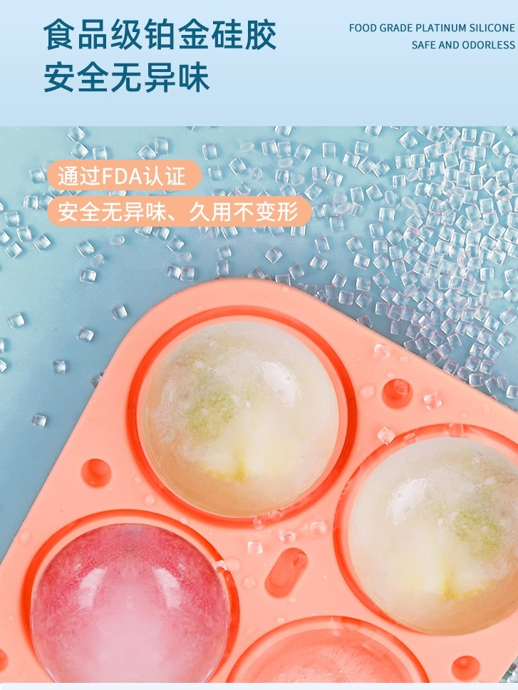 FDA Approved Stackable Easy-Release 6-Ball Ice Trays with Funnel