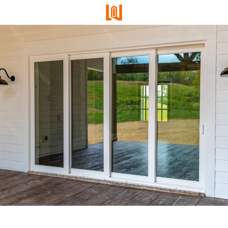 Wanjia Plastic Balcony Double Glass UPVC Sliding Interior PVC Patio Slide Door