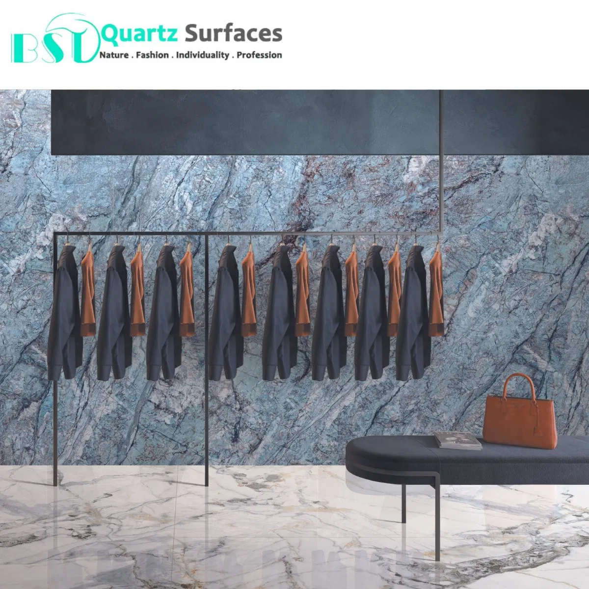 Blue Large Format Porcelain Slabs for Kitchen Countertops