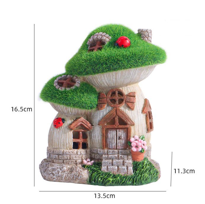 Garden Decor Green Flocked Mushroom Statues