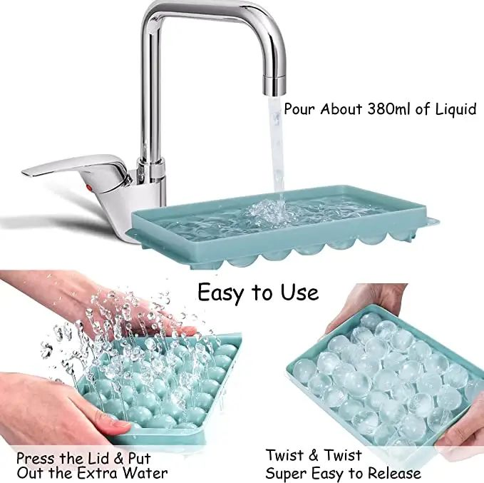 Fridge Ice Container with Lid 33PCS Easy Release Stackable Freezer Ice Cube Tray