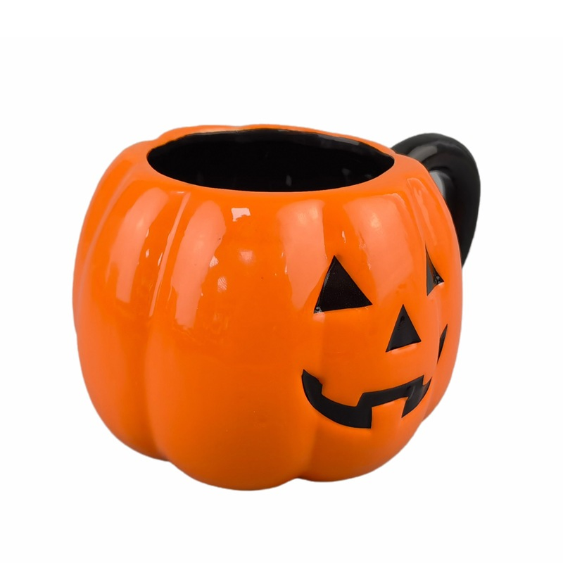 Home Halloween Soup Mug with Lid Pumpkin Ceramic Cup
