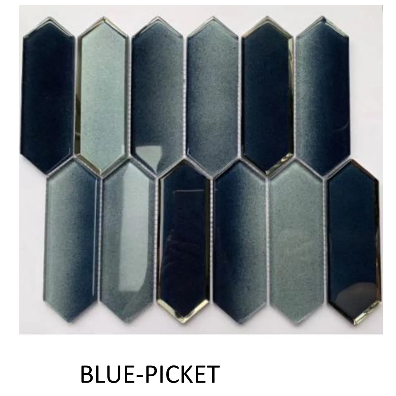 Polished Gray Marble and Teal Blue Tiles Back Splash Kitchen Tiles Glass Mosaics