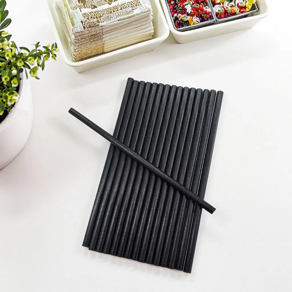 6X200 Black Color Sugarcane Straw Biodegradable Straws for Beverages