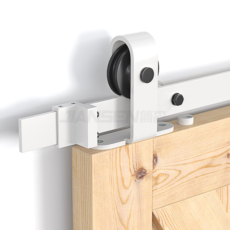 Wholesale Customized 6.6FT Carbon Steel Classical White Color Top Mounting Sliding Barn Door Hardware Kits for Single Wooden Doors