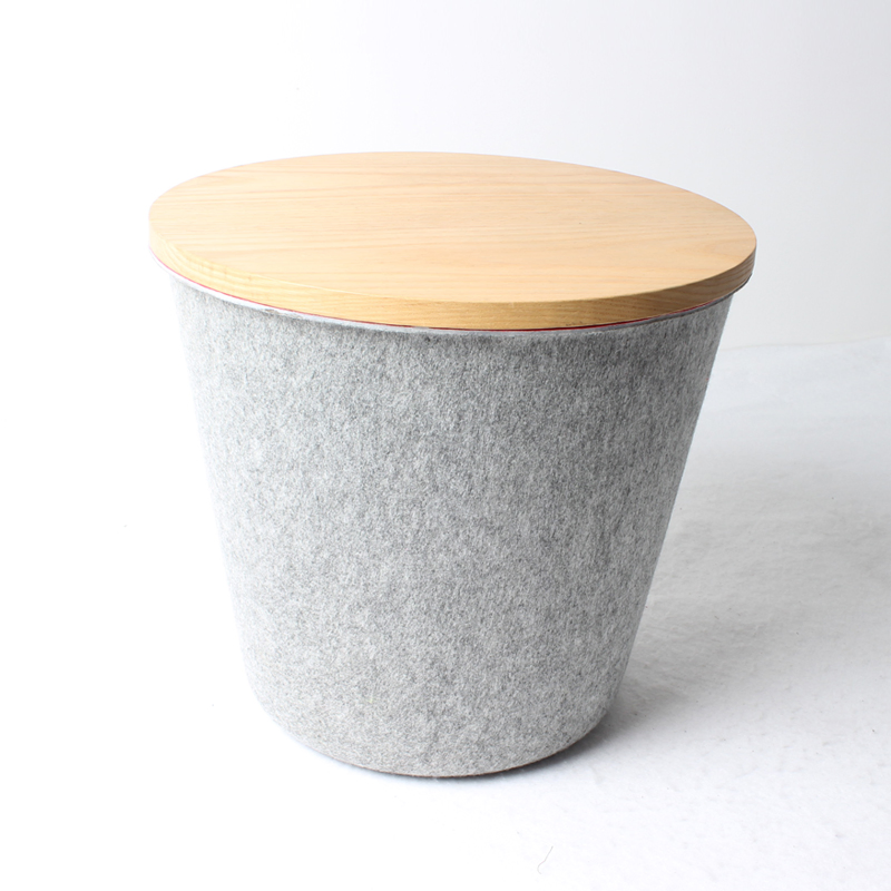 Best Selling Nordic Household Felt Desktop Storage Basket Bins Storage Box Felt Storage Basket Felt Storage Bins with Wooden Bamboo Lid for Clothing Blankets