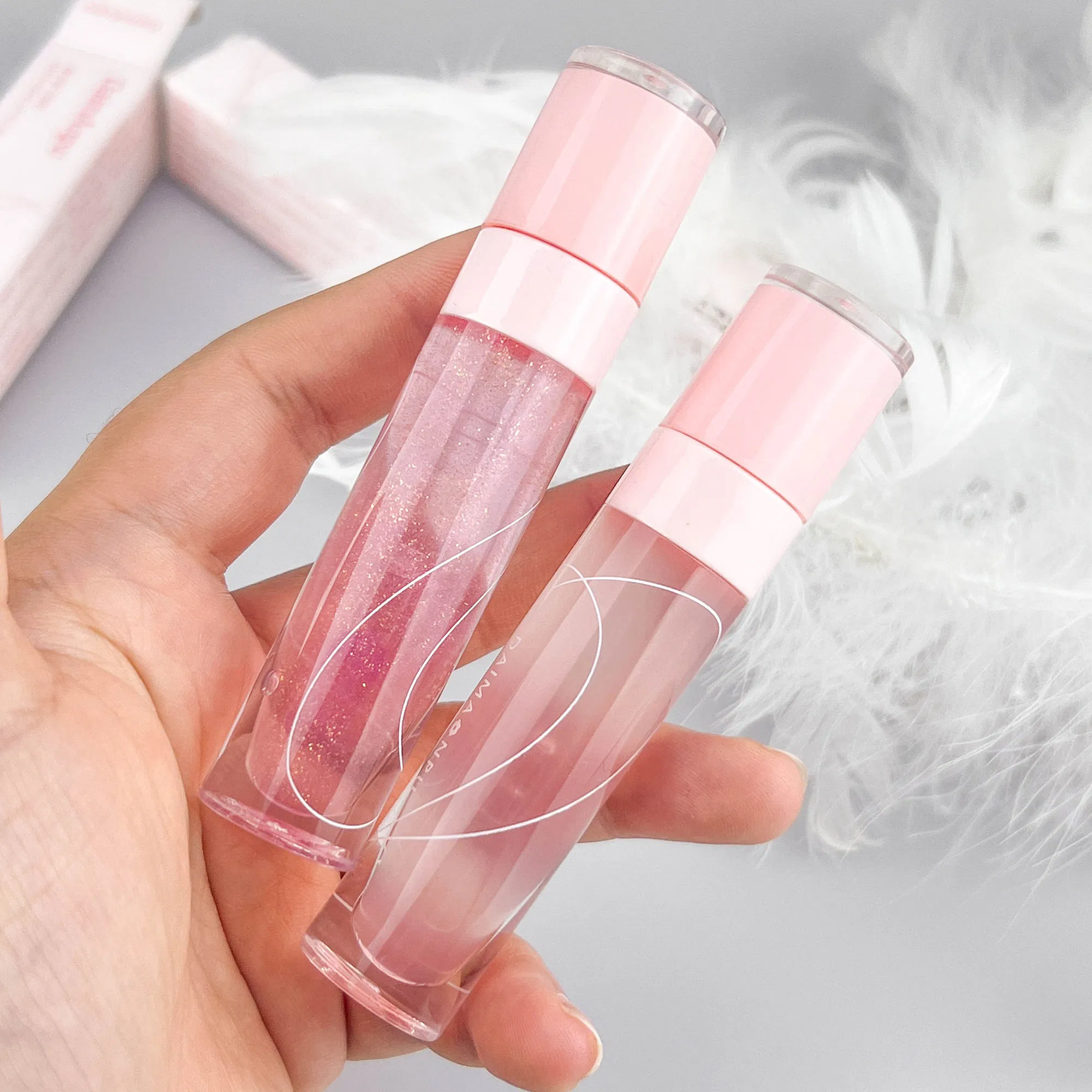 6.5ml Cute Lipgloss with Screw Cap Clear Round Lip Oil Container, Silk Screen Printing