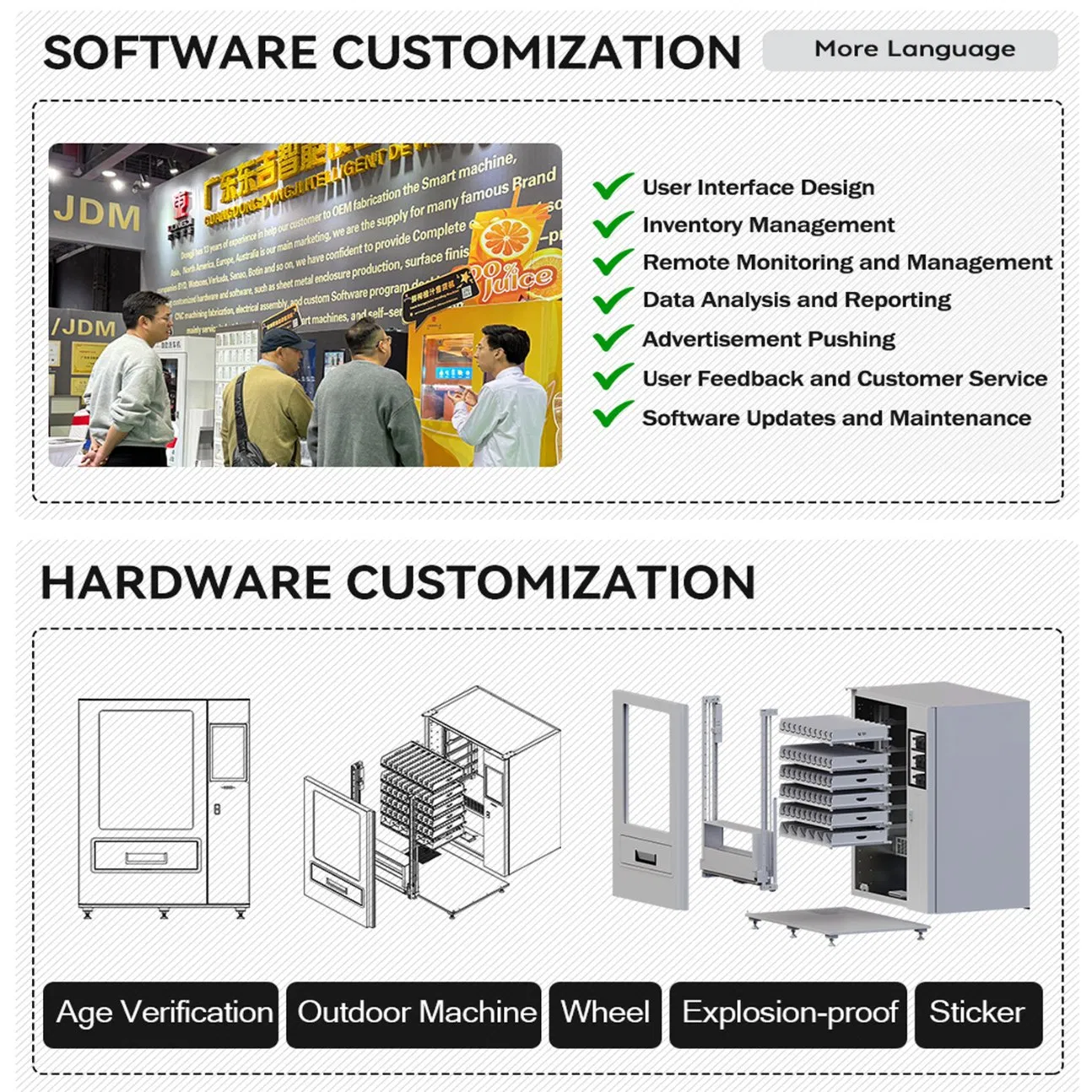 Snack Beverage Cold Drink Beer Milk Automatic Combo Vending Machine with CE and ISO9001 Certificate