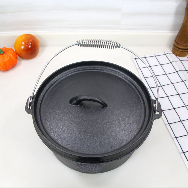 Чугунный казан для кемпинга с крышкой, 6 л