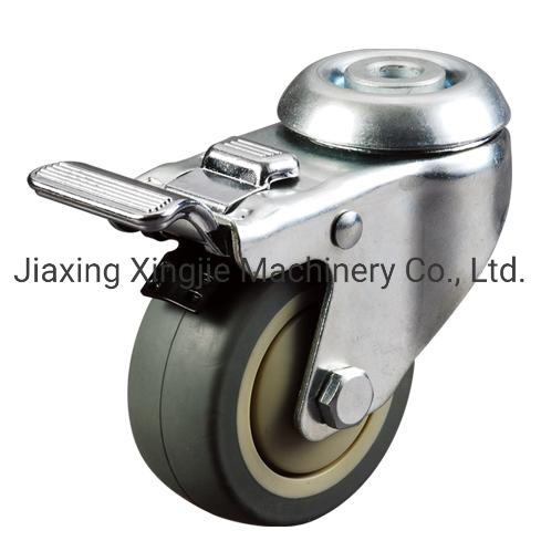 150mm Industry Bolt Hole Brake Caster PU Wheel