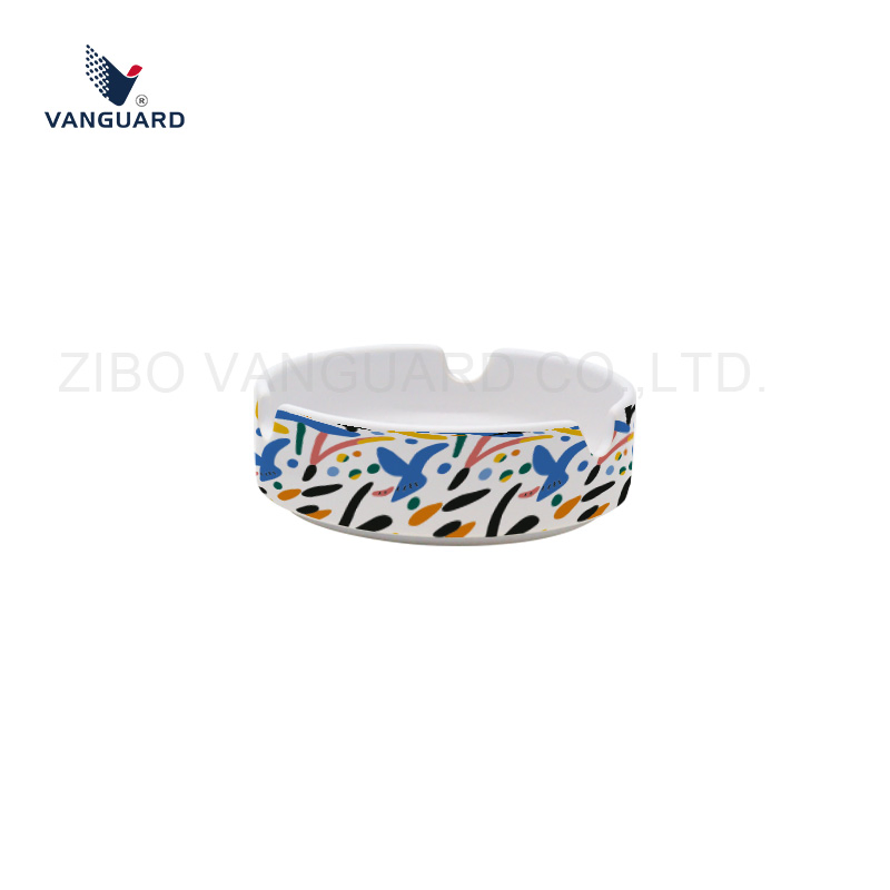 Outdoor Cigarette Ashtray White Indoor Round Custom Ceramic Cigarette Ashtray